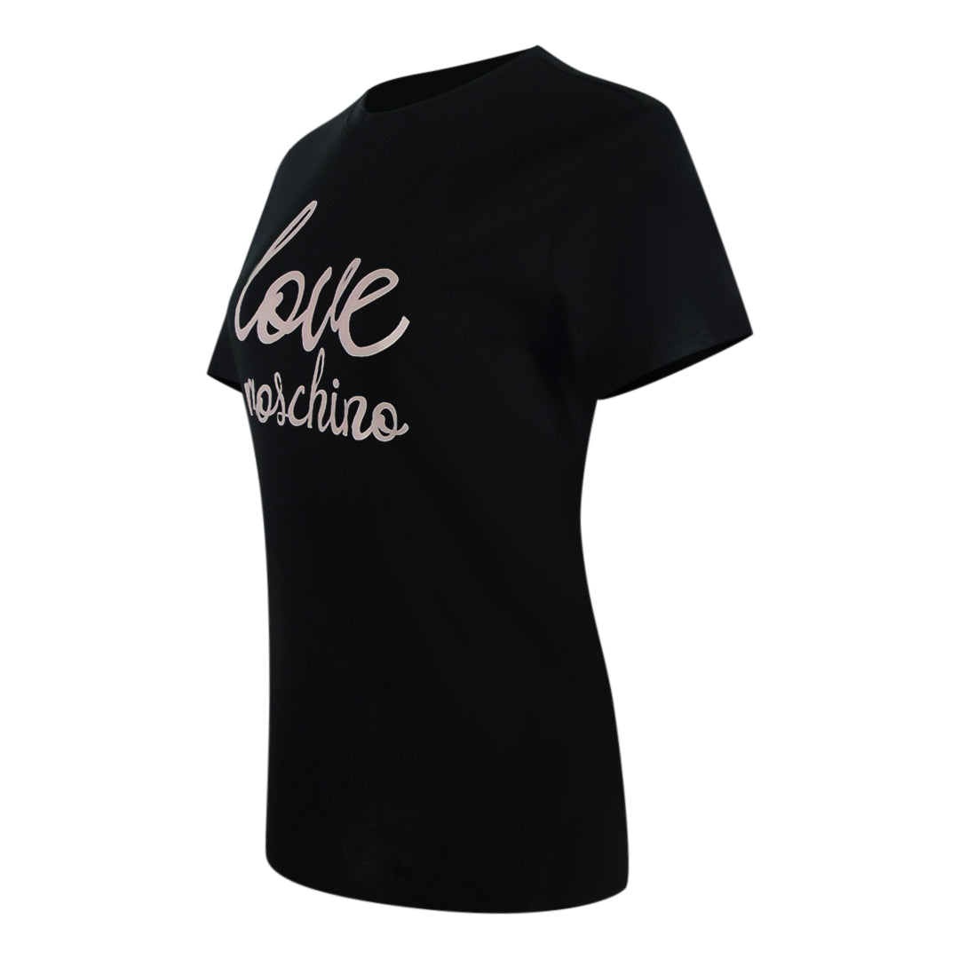 Love Moschino Bold Pink Logo Black T-Shirt