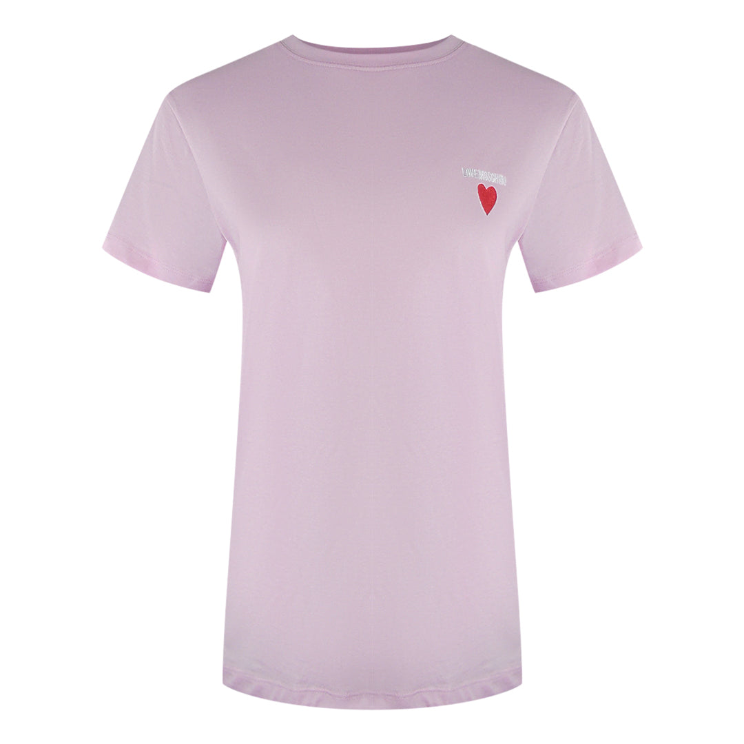 Love Moschino Small Heart Signature Logo Pink T-Shirt