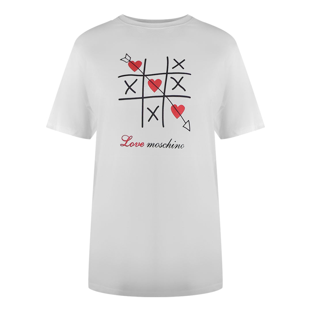 Love Moschino Tic-Tac-Toe Logo White T-Shirt