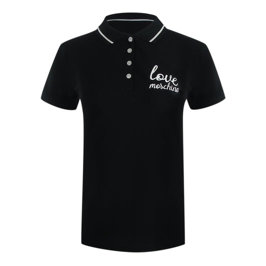 Love Moschino Signature Logo Black Polo Shirt