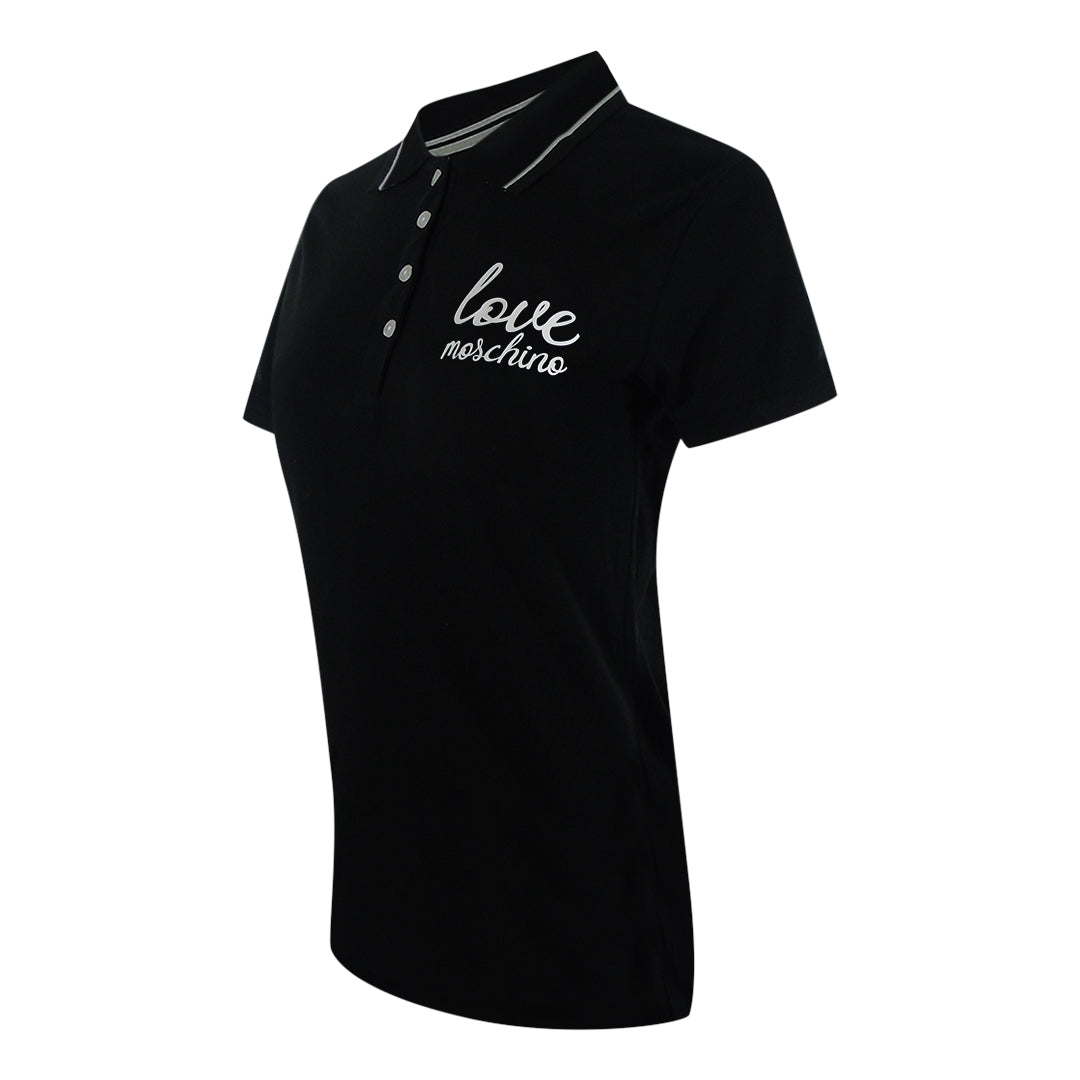 Love Moschino Signature Logo Black Polo Shirt