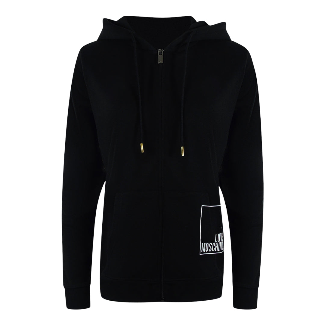 Love Moschino Small Box Logo Zip Black Hoodie