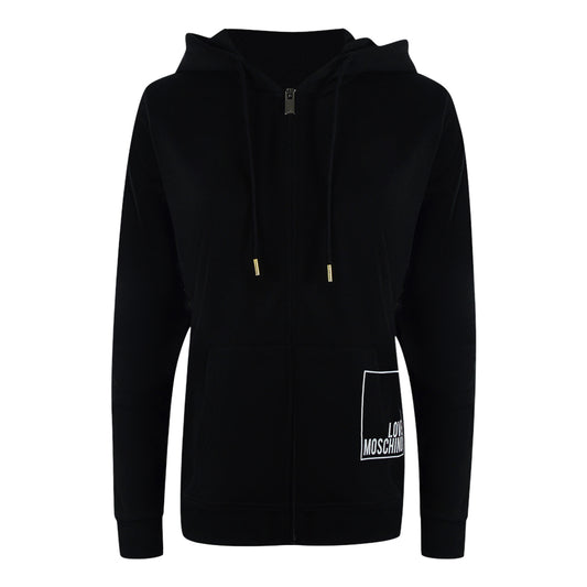 Love Moschino Small Box Logo Zip Black Hoodie