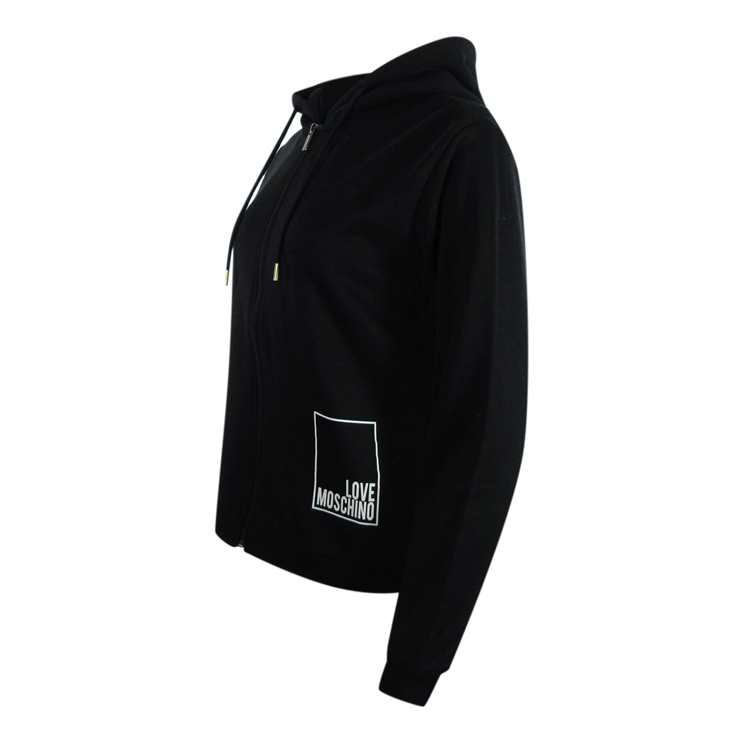 Love Moschino Small Box Logo Zip Black Hoodie