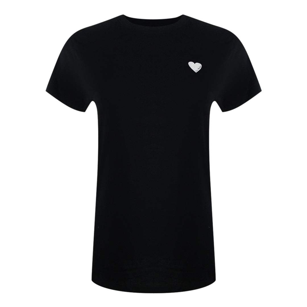 Love Moschino Small White Heart Logo Black T-Shirt