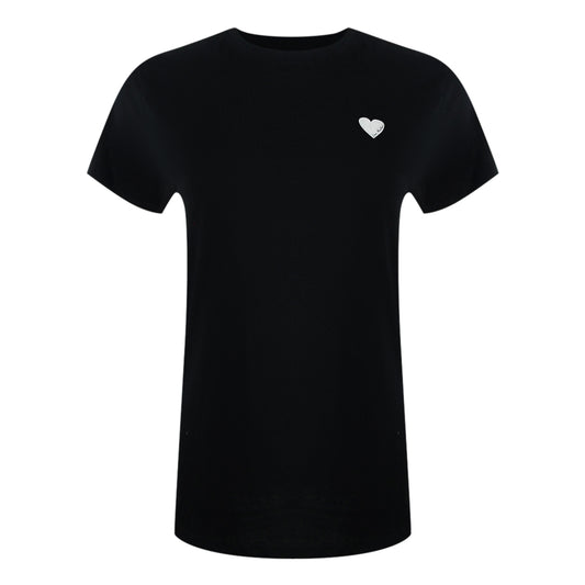 Love Moschino Small White Heart Logo Black T-Shirt