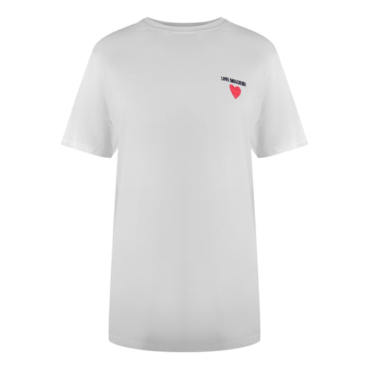 Love Moschino Small Heart Signature Logo White T-Shirt