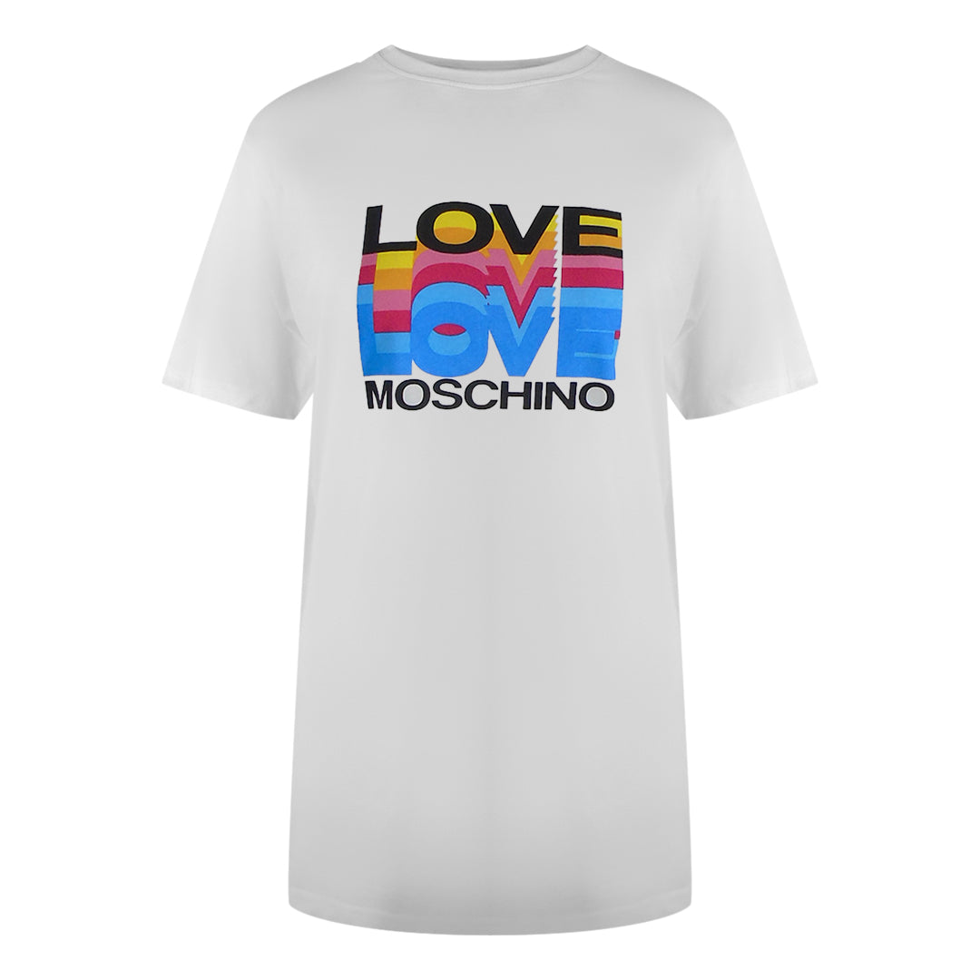 Love Moschino White T-Shirt Large Colourful Love Logo