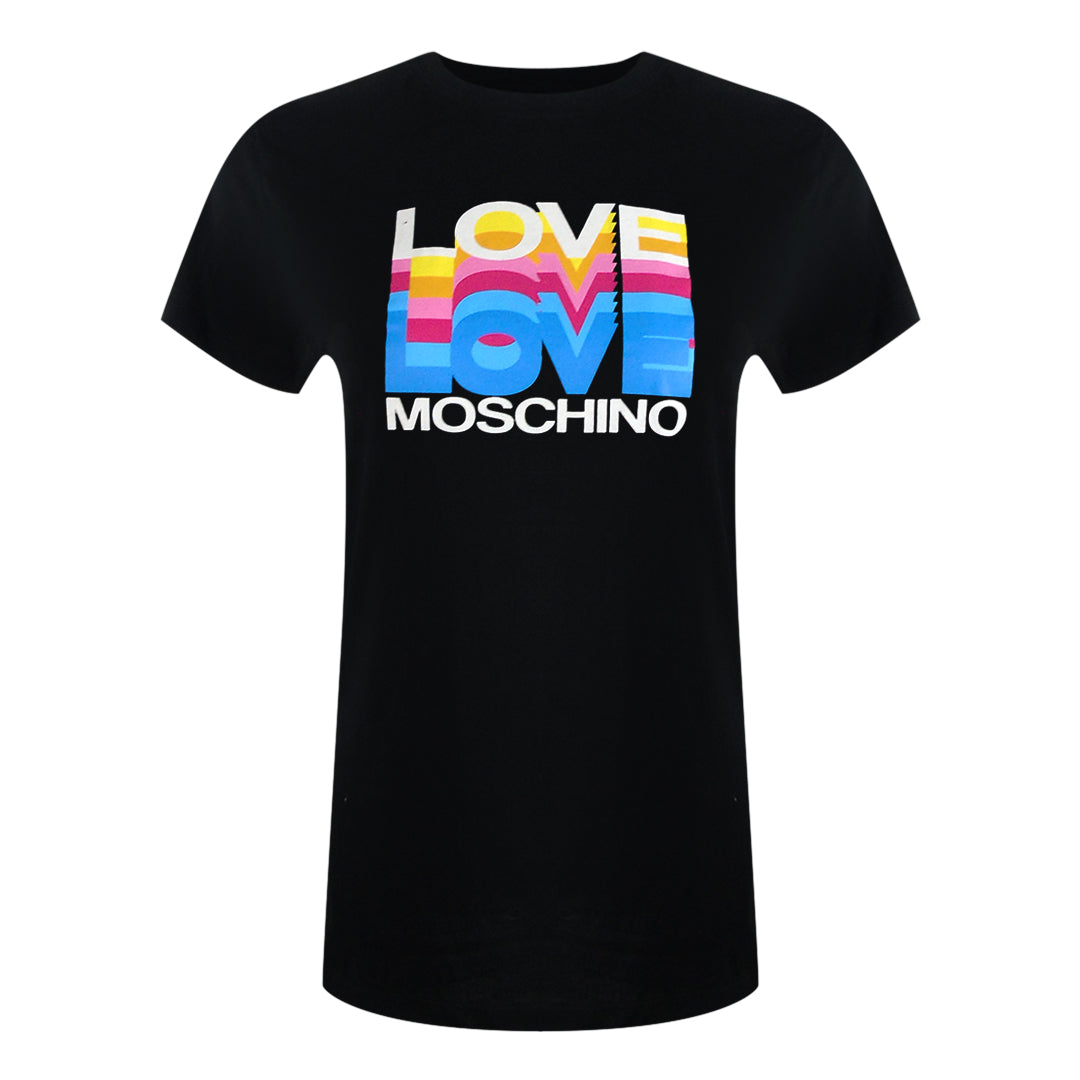 Love Moschino Layered Logo Black T-Shirt