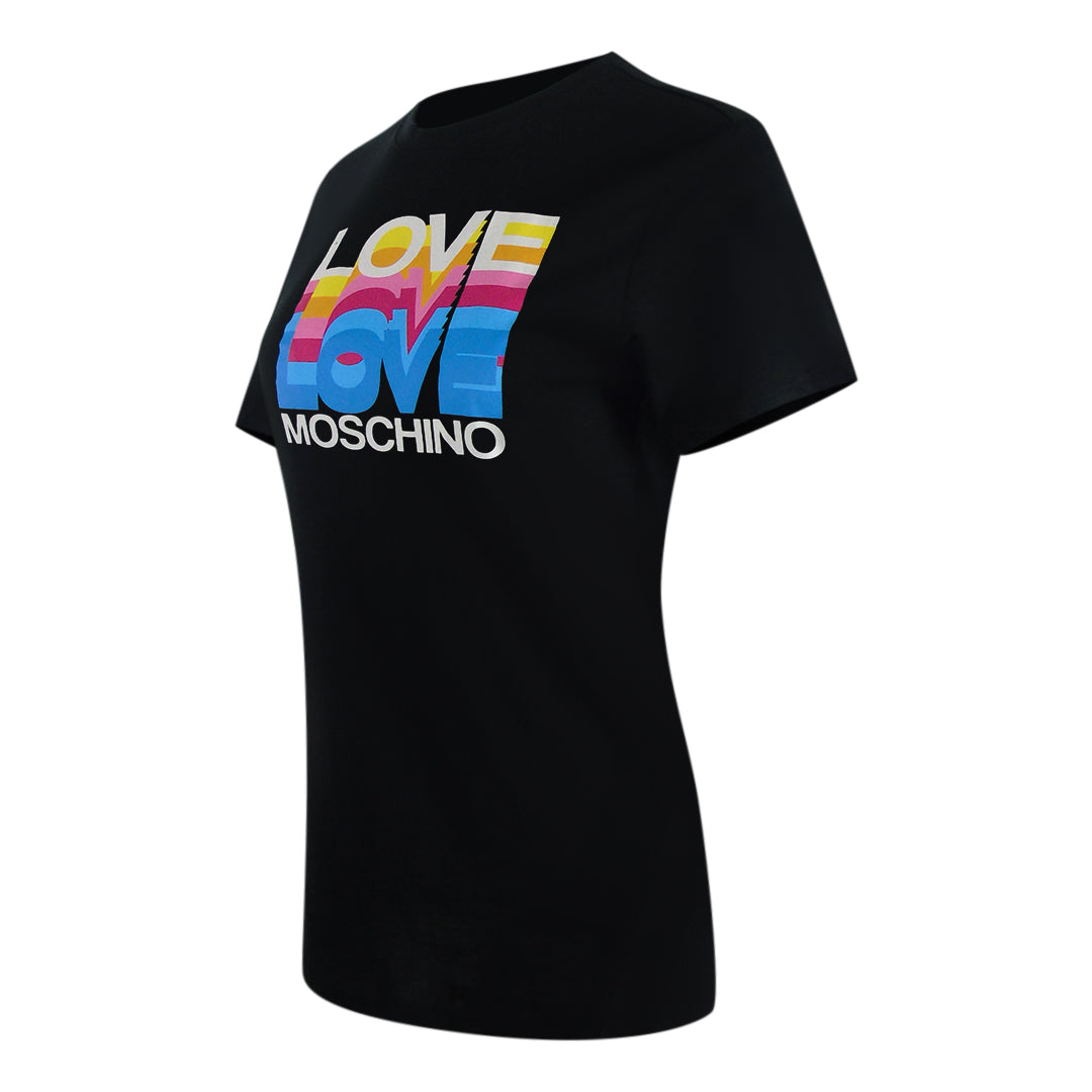 Love Moschino Layered Logo Black T-Shirt