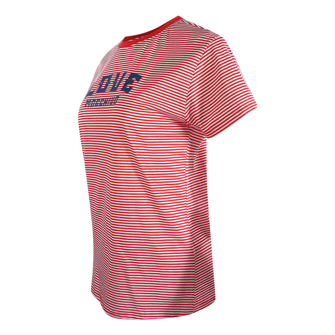 Love Moschino Navy Logo Red And White Stripped T-Shirt