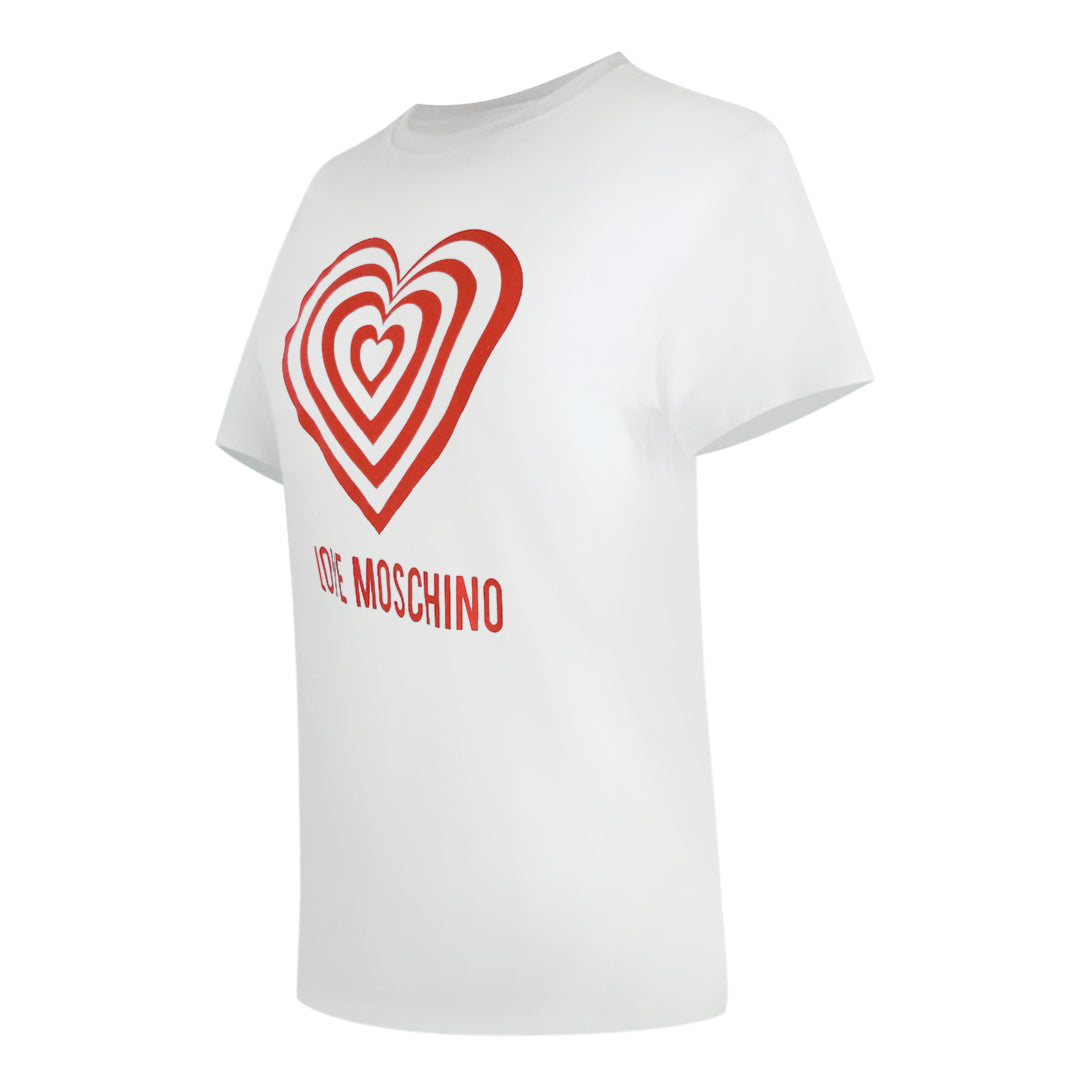 Love Moschino Hypno Heart Logo White T-Shirt