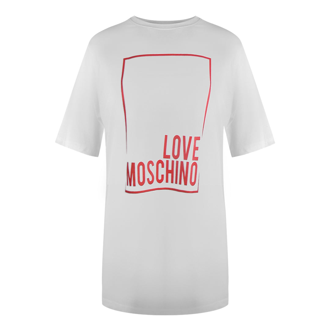 Love Moschino Large Box Logo Oversized White Mini T-Shirt Dess