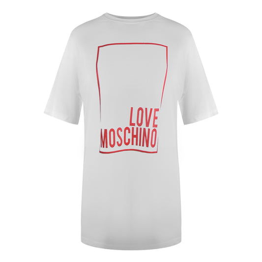 Love Moschino Large Box Logo Oversized White Mini T-Shirt Dess