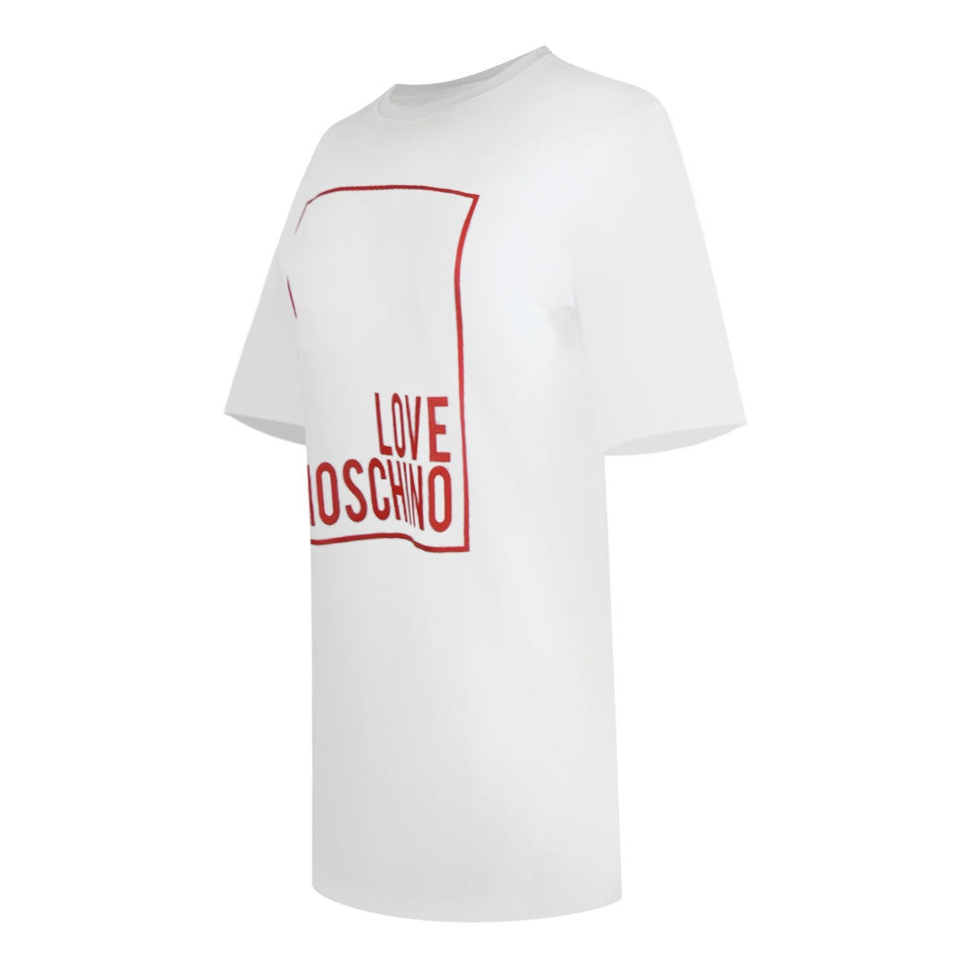 Love Moschino Large Box Logo Oversized White Mini T-Shirt Dess