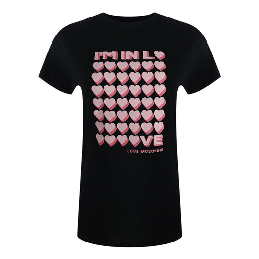 Love Moschino I'm So In Love Logo Black T-Shirt