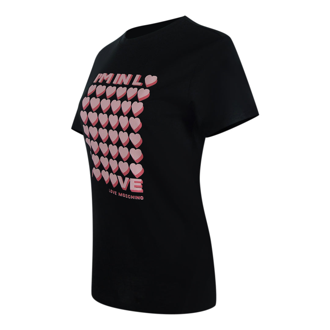 Love Moschino I'm So In Love Logo Black T-Shirt