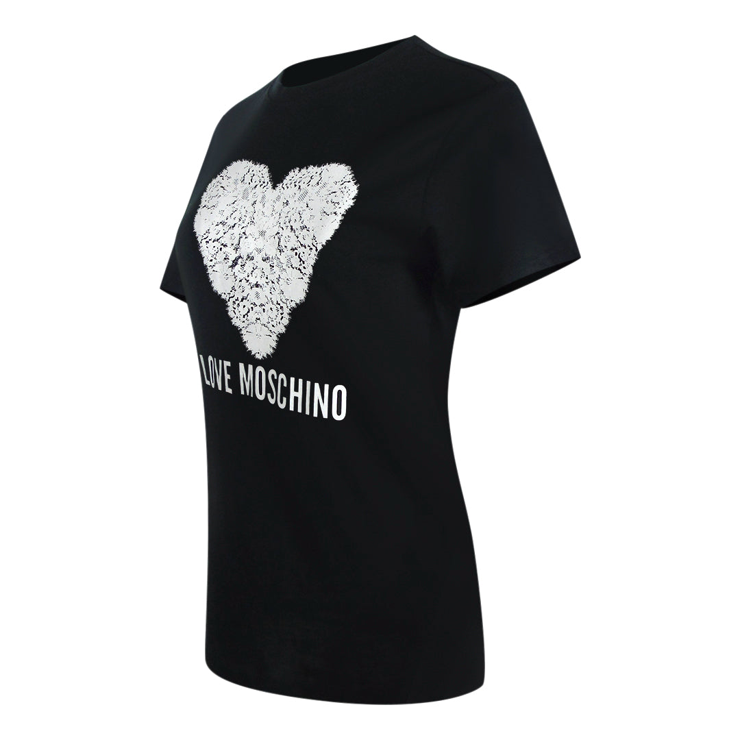 Love Moschino Heart Print Black T-Shirt - Nova Clothing