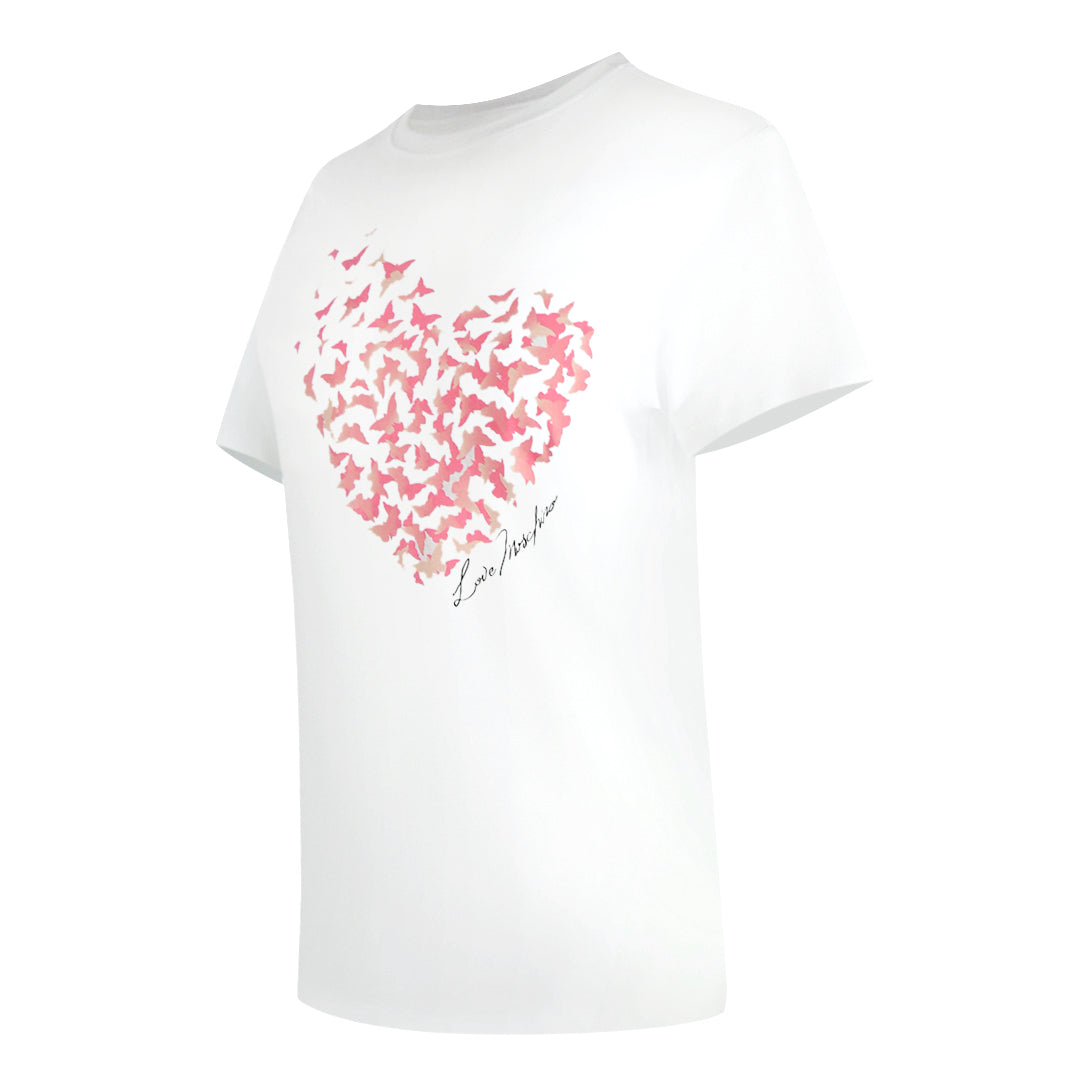 Love Moschino Flutter Heart Design White T-Shirt - Nova Clothing