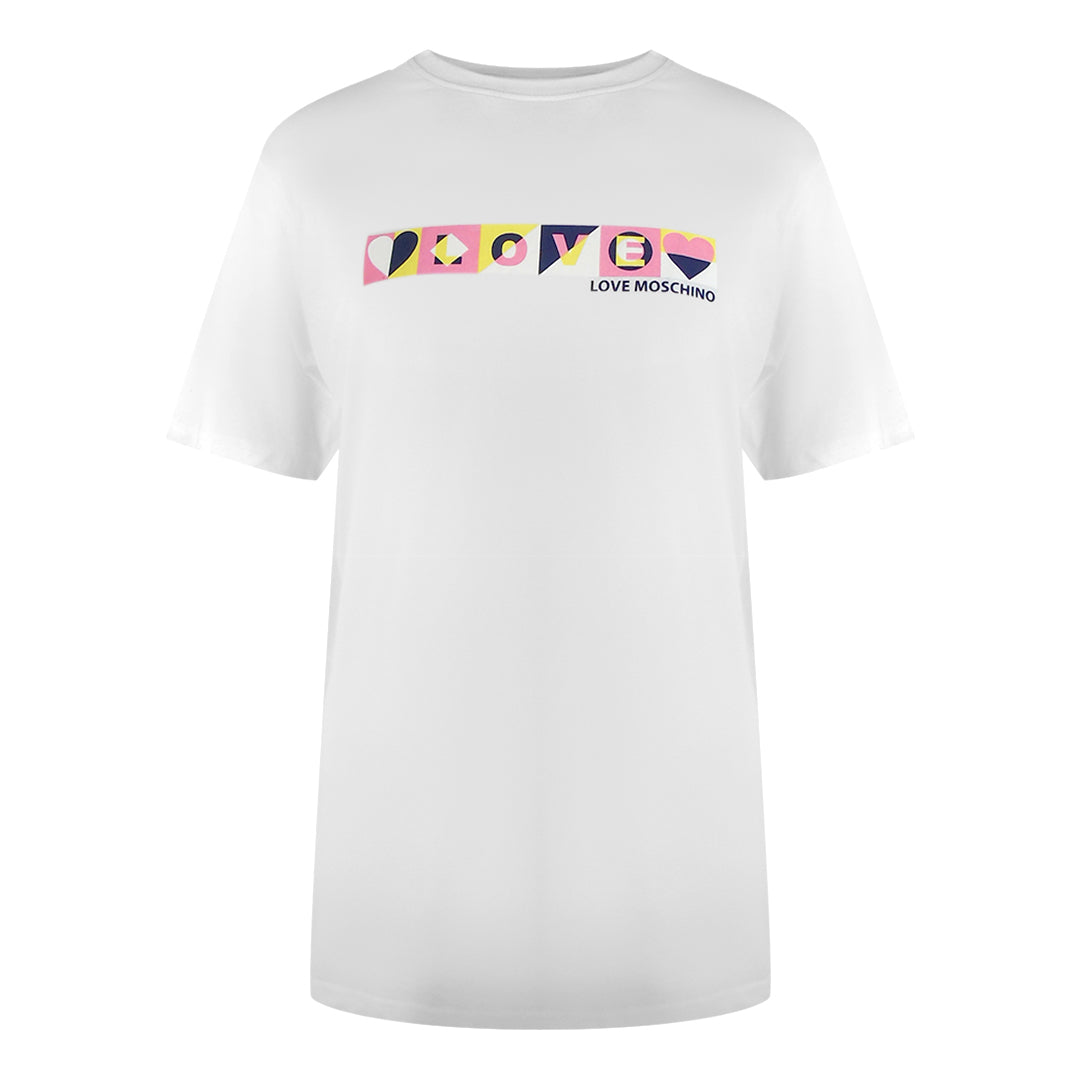 Love Moschino Colourblock Logo White T-Shirt - Nova Clothing