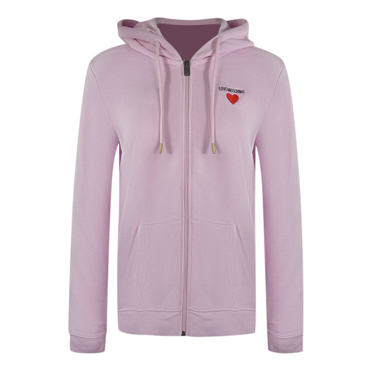 Love Moschino Small Heart Logo Zip Pink Hoodie