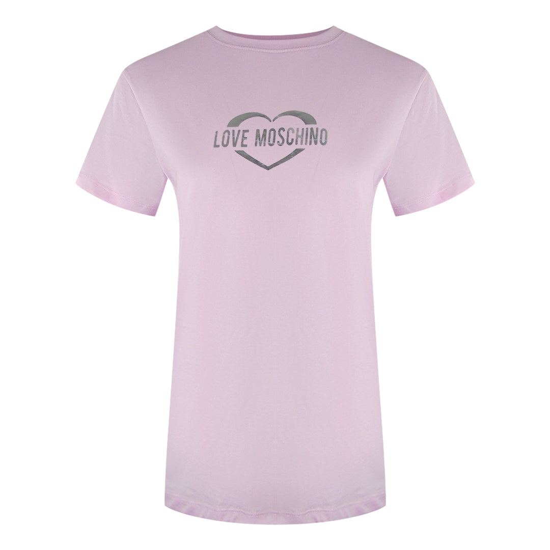 Love Moschino Shiny Heart Logo Pink T-Shirt - Nova Clothing