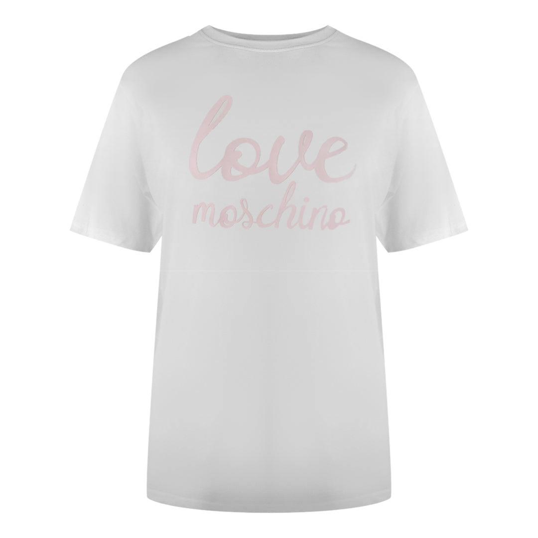 Love Moschino Bold Pink Logo White T-Shirt