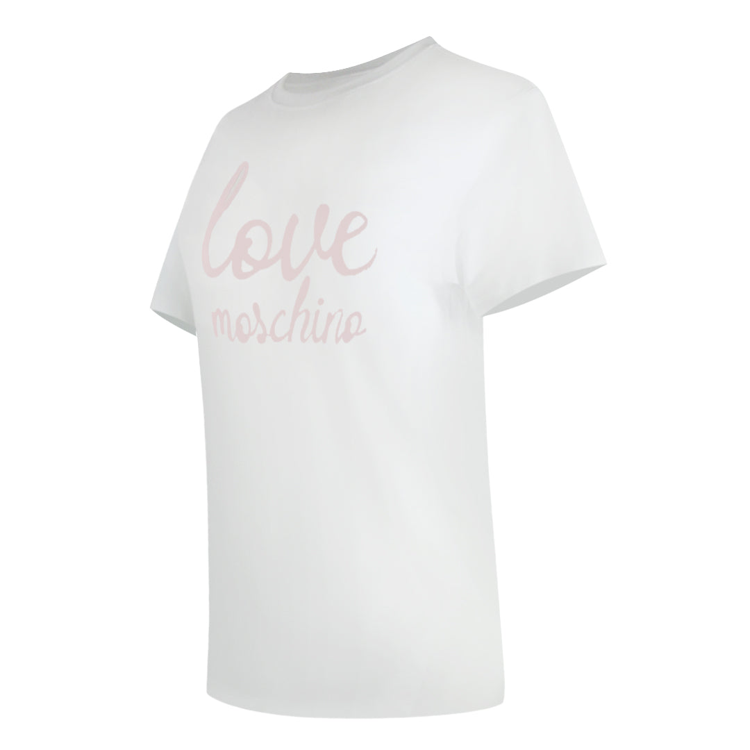 Love Moschino Bold Pink Logo White T-Shirt