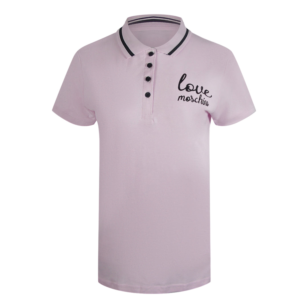 Love Moschino Signature Logo Pink Polo Shirt