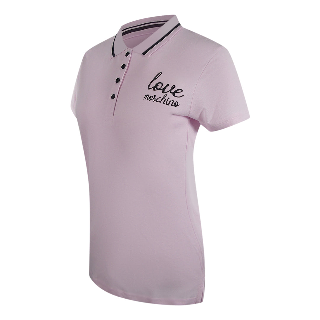 Love Moschino Signature Logo Pink Polo Shirt
