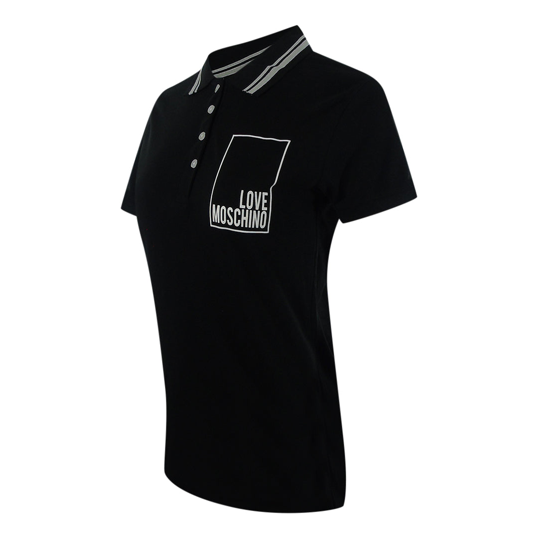 Love Moschino Small Box Logo Black Polo Shirt