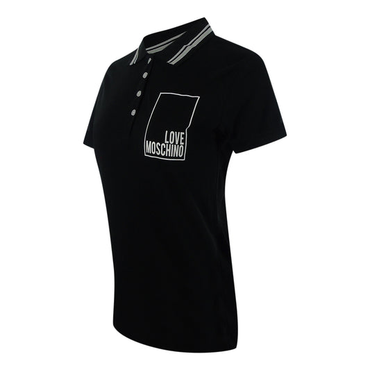 Love Moschino Small Box Logo Black Polo Shirt