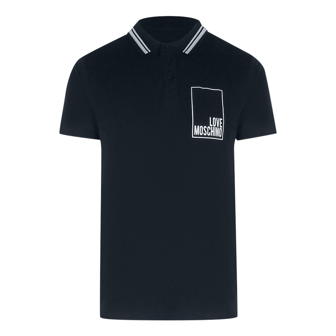 Love Moschino Navy Blue Polo Shirt Small White Box Logo