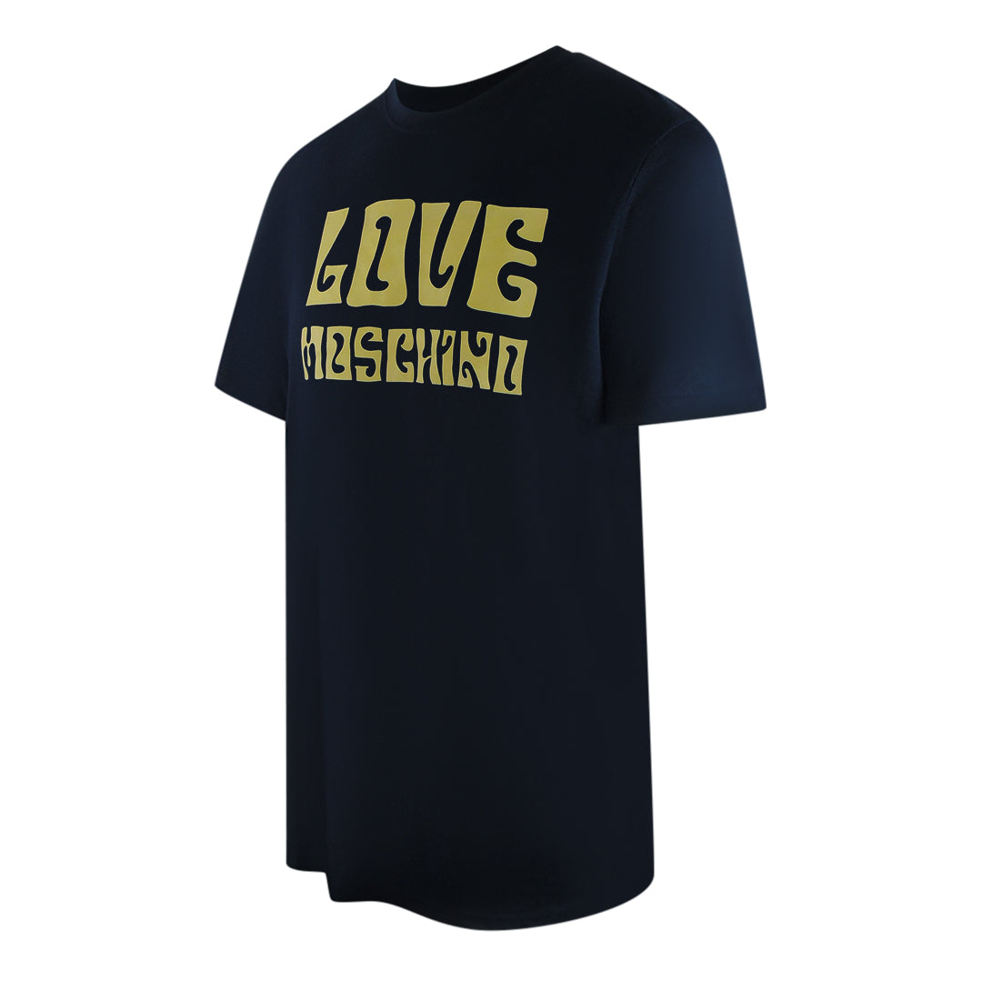 Love Moschino Navy Blue T-Shirt Groovy Logo