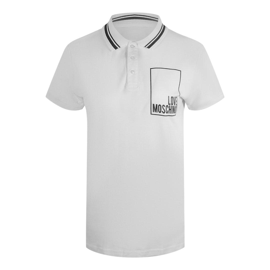 Love Moschino Small Box Logo White Polo Shirt