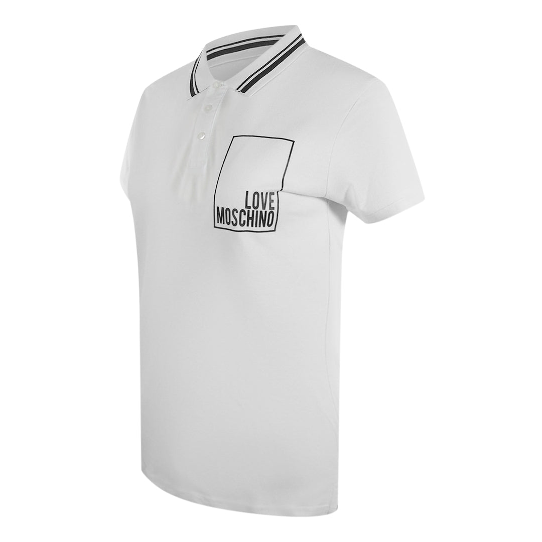 Love Moschino Small Box Logo White Polo Shirt