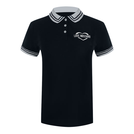 Love Moschino Navy Blue Polo Shirt Small Heart Logo