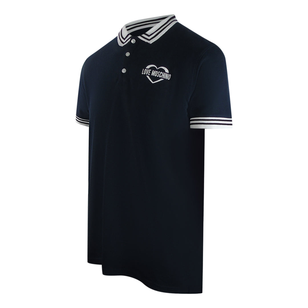 Love Moschino Navy Blue Polo Shirt Small Heart Logo