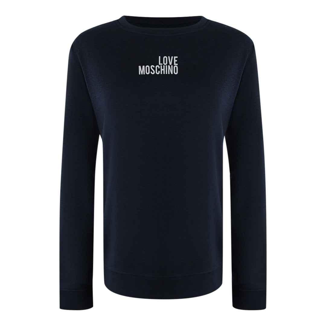 Love Moschino Navy Blue Long Sleeve T-Shirt Small White Logo