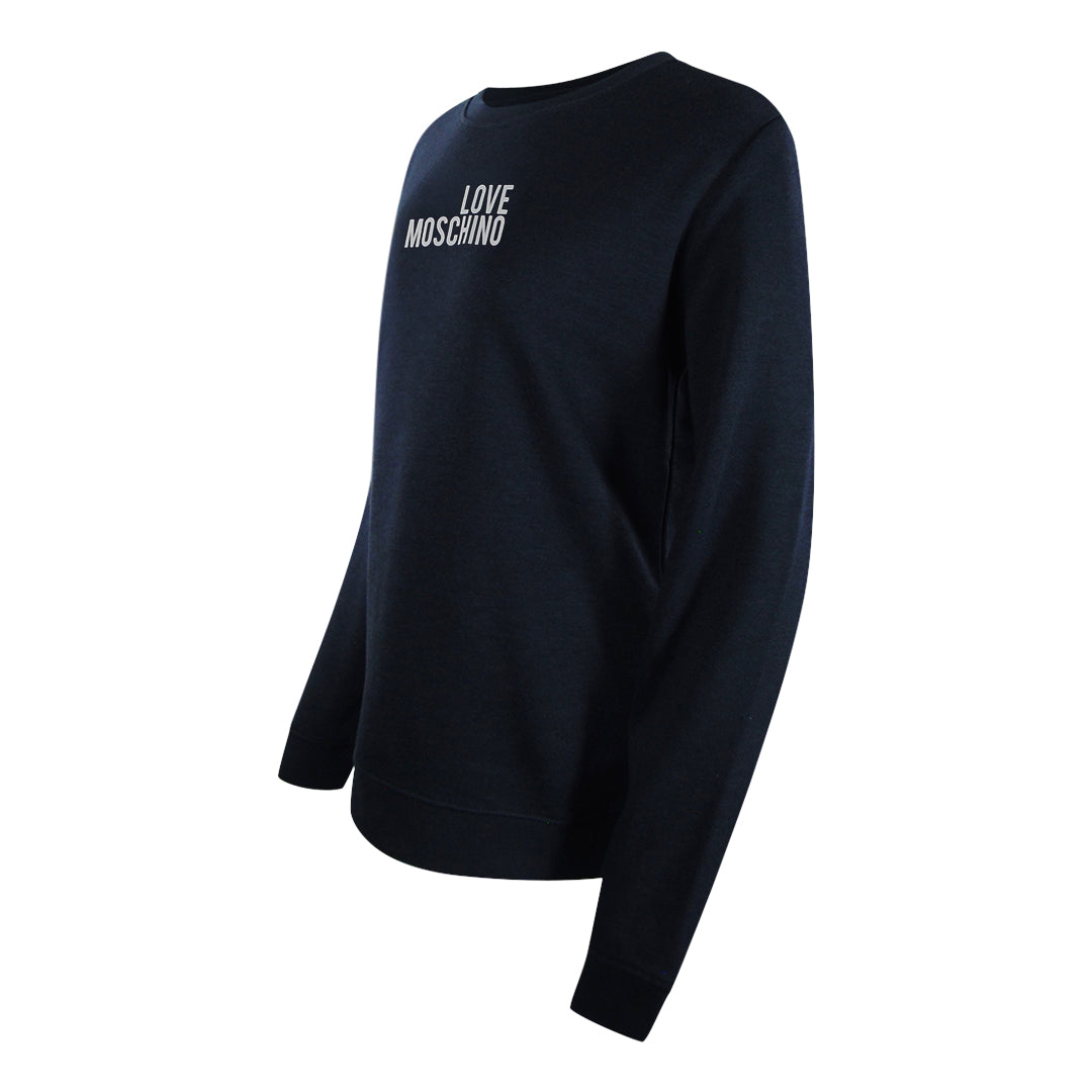 Love Moschino Navy Blue Long Sleeve T-Shirt Small White Logo