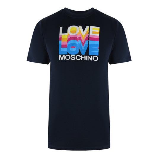 Love Moschino Navy Blue T-Shirt Large Love Colourful Logo
