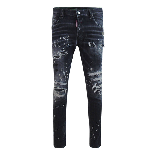 Dsquared2 Skater Jean Reinforced Ripped Paint Splatter Black Wash Jeans