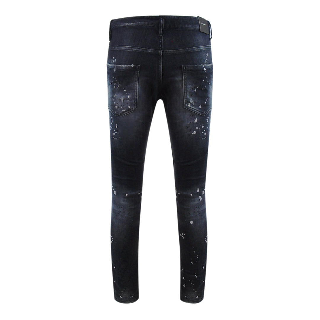 Dsquared2 Skater Jean Reinforced Ripped Paint Splatter Black Wash Jeans