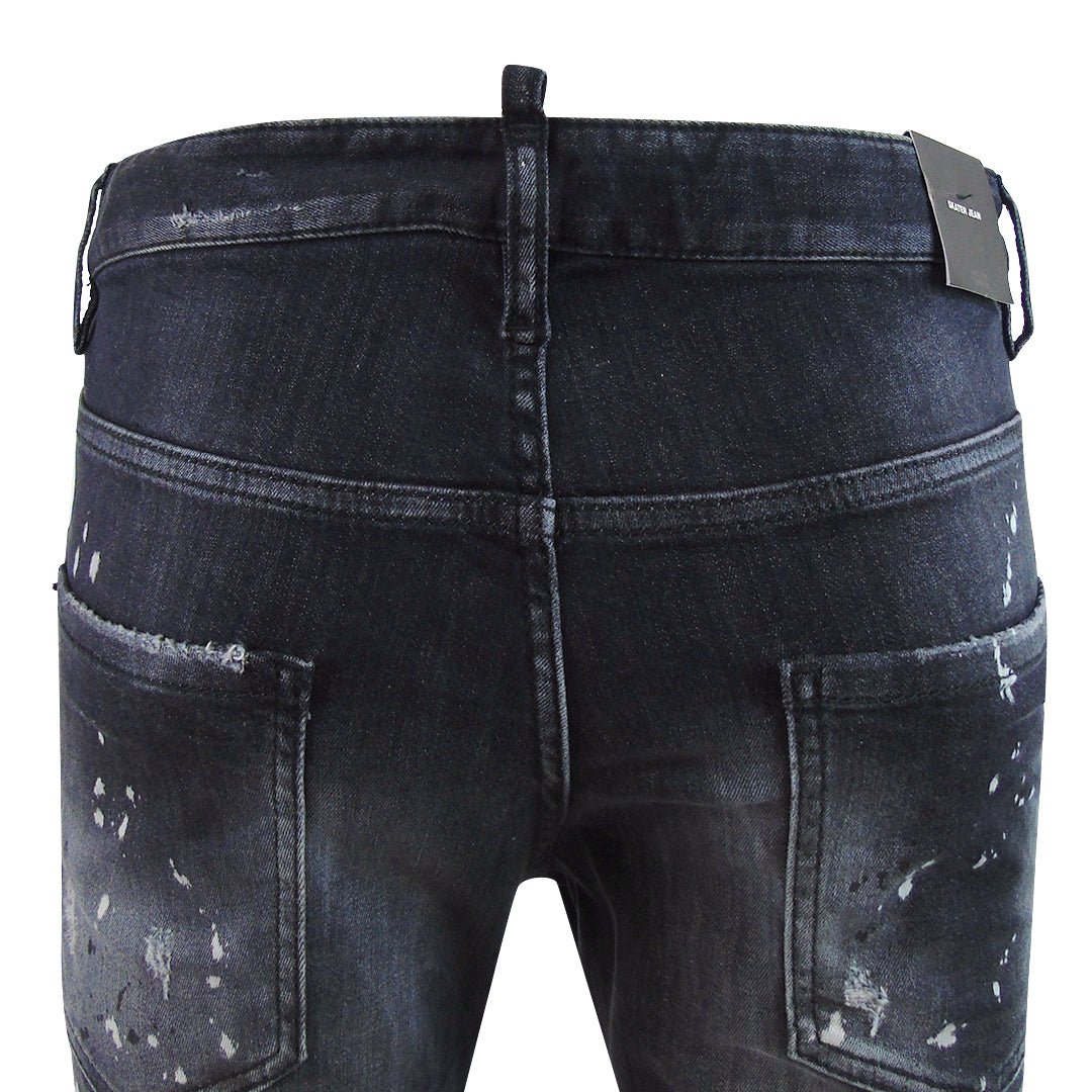 Dsquared2 Skater Jean Reinforced Ripped Paint Splatter Black Wash Jeans
