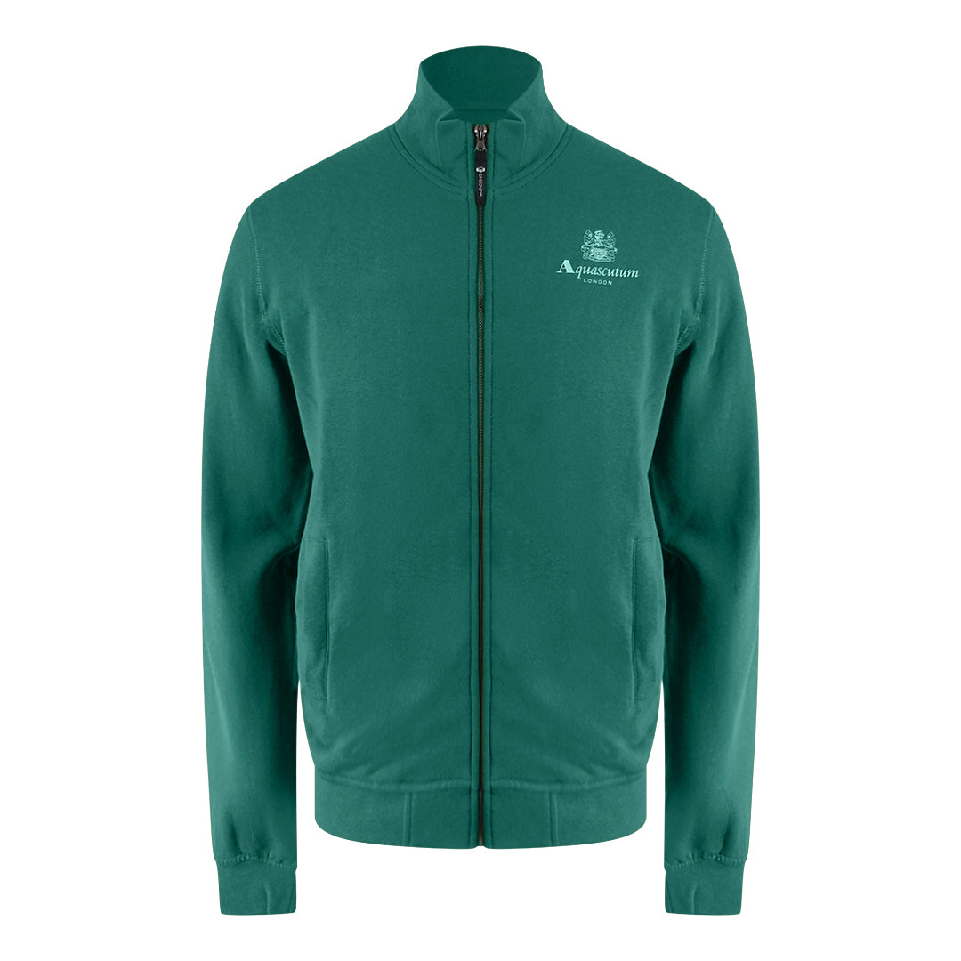 Aquascutum Active Small Logo Full Zip Mock Neck Hunter Green Fleece