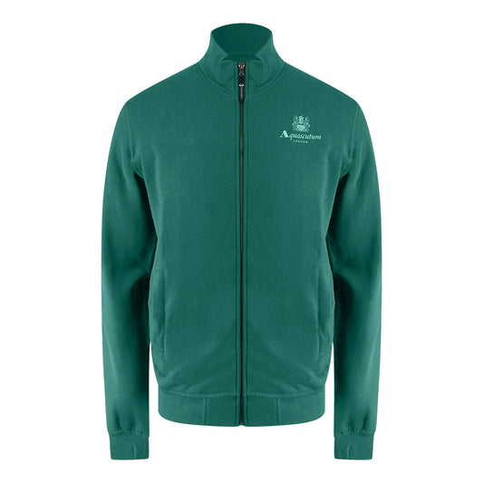 Aquascutum Active Small Logo Full Zip Mock Neck Hunter Green Fleece