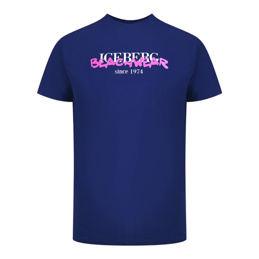 Ice Iceberg Beachwear Logo Navy Blue T-Shirt