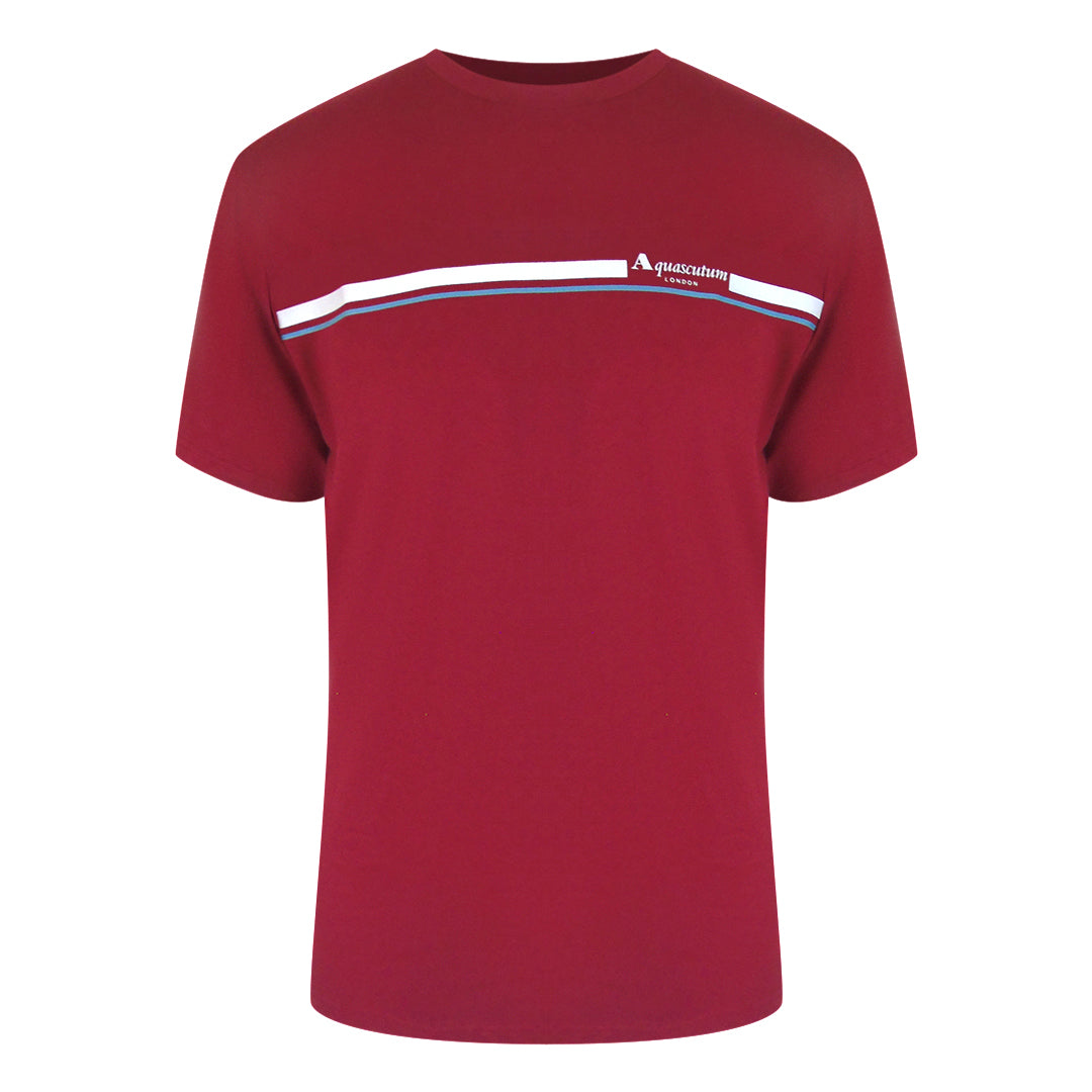 Aquascutum Active Cotton Stripes Bordeaux Burgundy T-Shirt