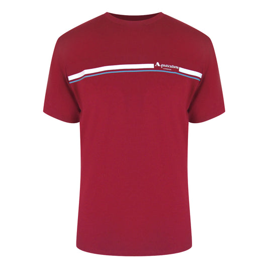 Aquascutum Active Cotton Stripes Bordeaux Burgundy T-Shirt
