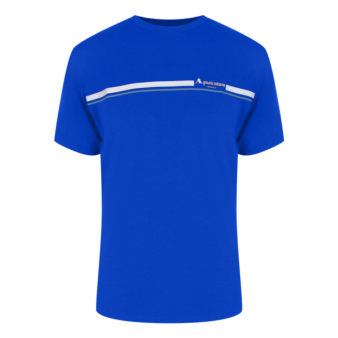 Aquascutum Active Cotton Stripes Royal Blue T-Shirt